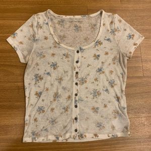 AE Short Sleeve Babydoll Floral Crop Top